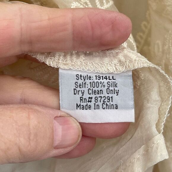 4 Love And Liberty Cream Floral Embroidered Sheer Silk Chiffon Blouse XS - Picture 5 of 7